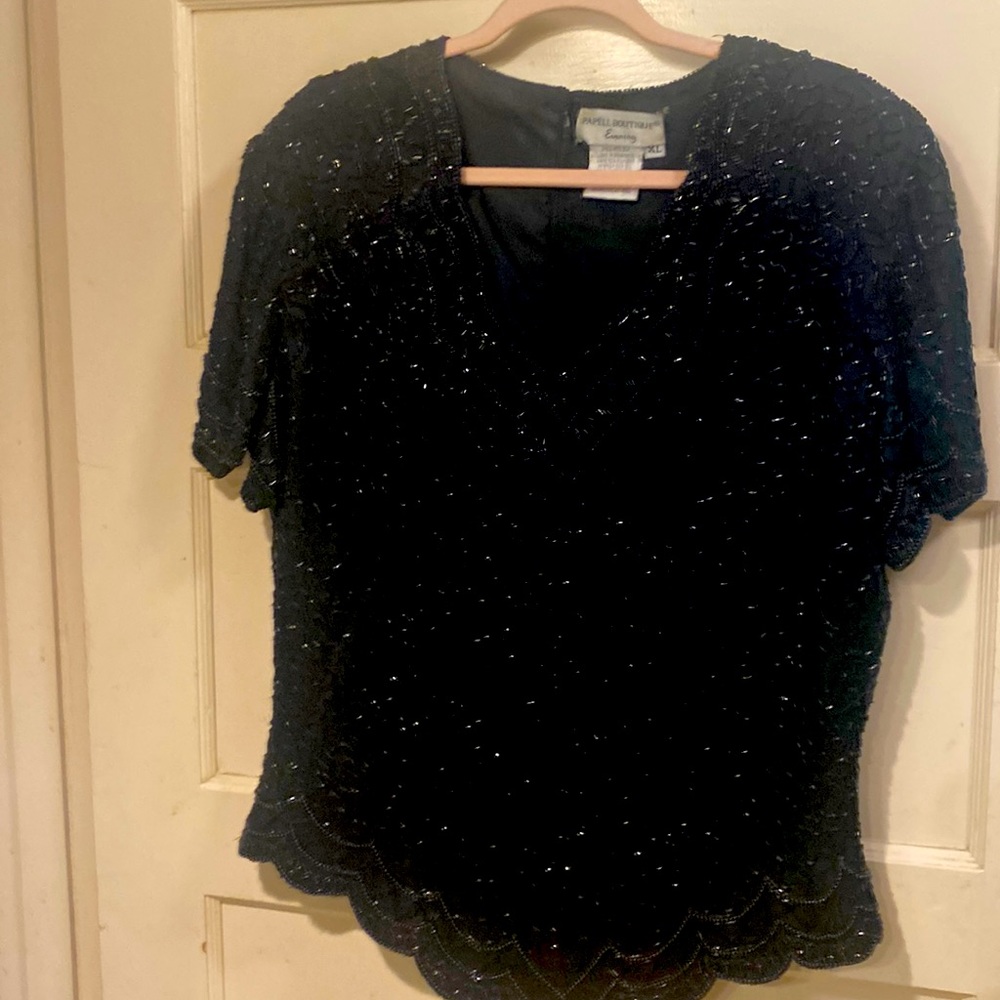 Gorgeous black sparkly beaded top.  Papell  Boutique Evening. Size xl.